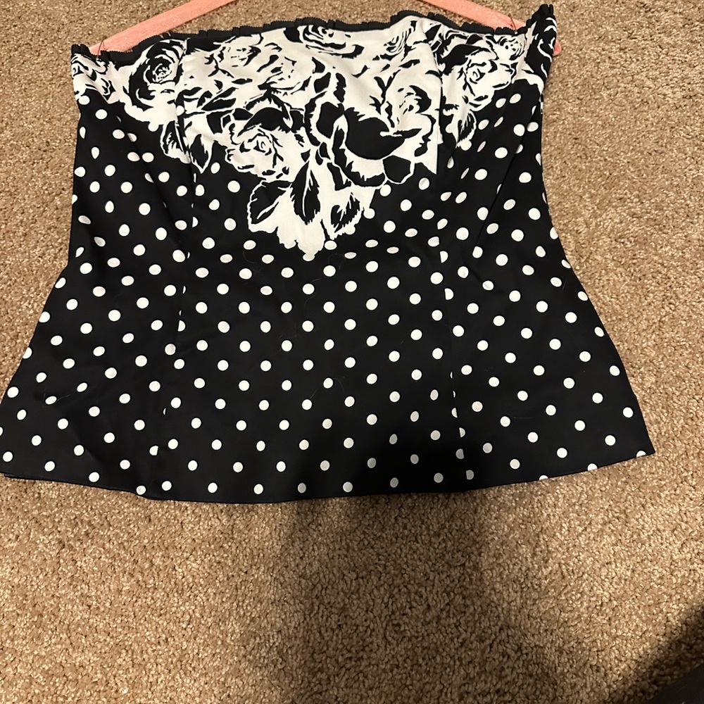 White House Black Market floral zip up bustier tube top. Womens Size 8